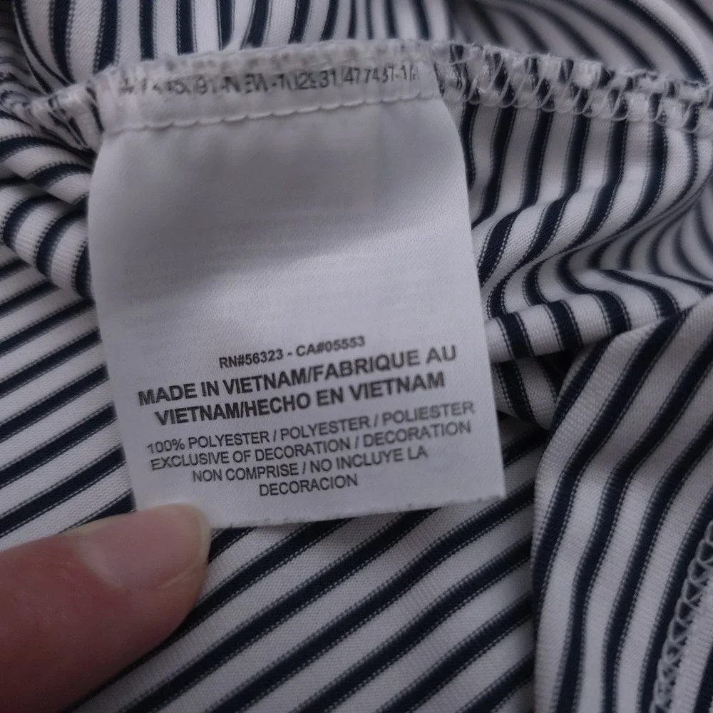 Nike‎ Golf Mens XXL White Striped Performance Polo Shirt Dri-fit Contrast Collar